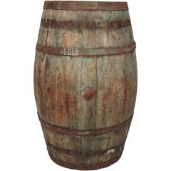 A Tall 19th Century Barrel in Original Blue Paint