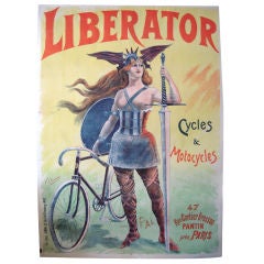 Antique French 'Liberator' Bicycle Poster, circa 1900