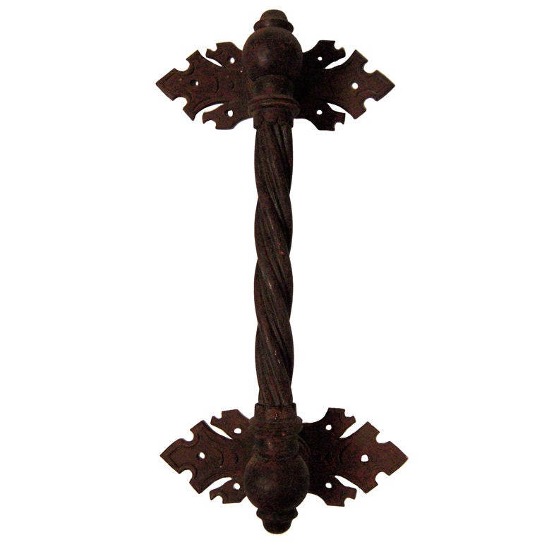 An Arts and Crafts Period Medieval Style Wrought Iron Door Handle