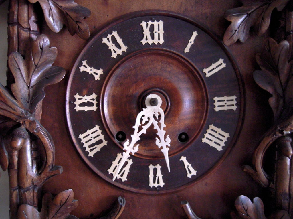 Impressive, Large 19th C Carved Black Forest Cuckoo Clock 1