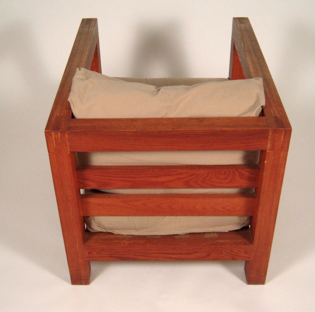 Large Oak Cube Chair, c. 1970s 4