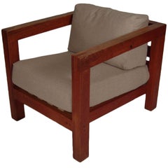 Large Oak Cube Chair, c. 1970s