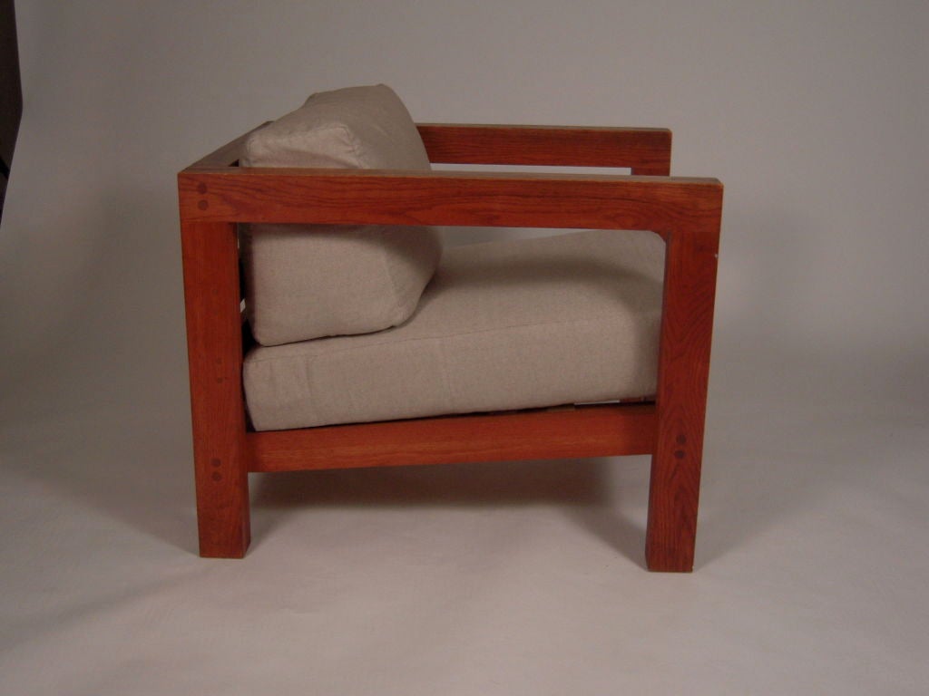 Large Oak Cube Chair, c. 1970s