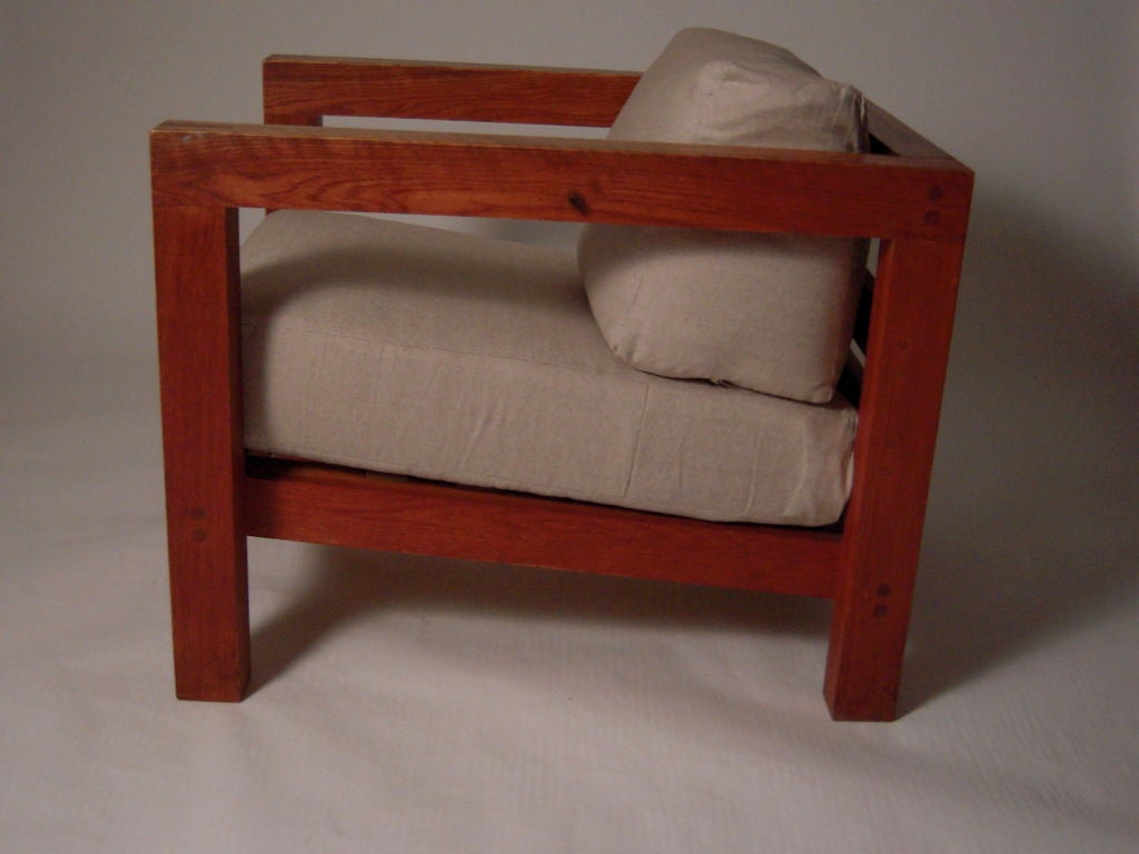 Late 20th Century Large Oak Cube Chair, c. 1970s