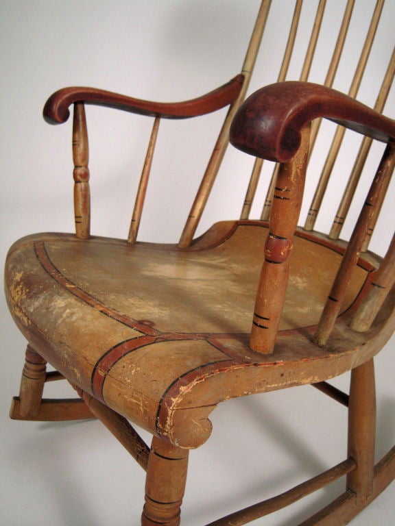 Wood 19th Century American Country Painted Rocking Chair