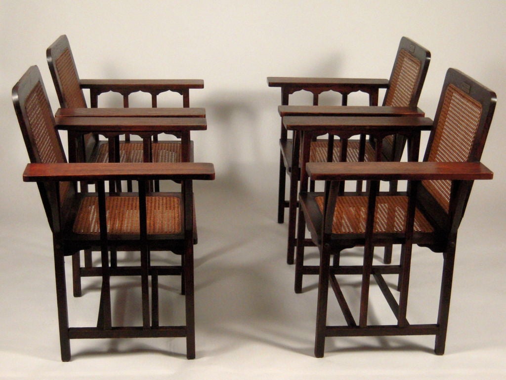 19th Century Set of 4 Arts & Crafts Chairs Designed by David Kendall, c. 1894