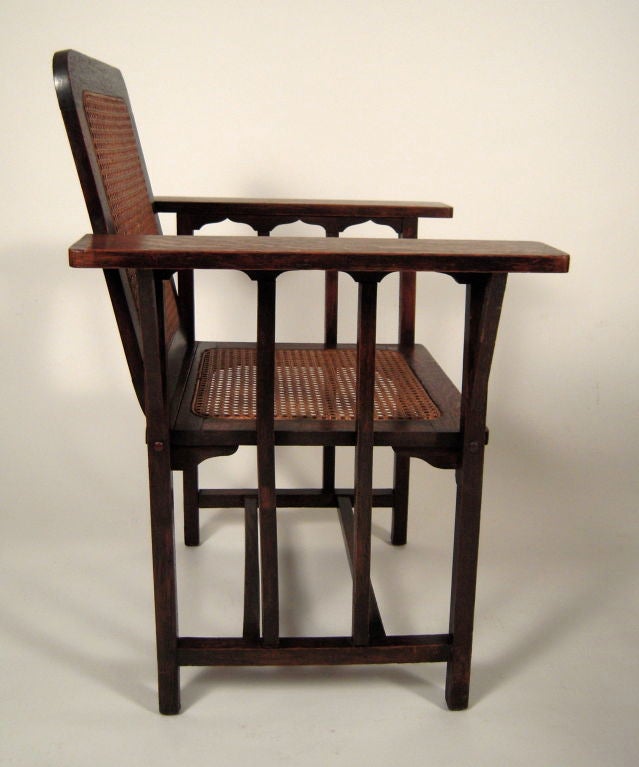 Oak Set of 4 Arts & Crafts Chairs Designed by David Kendall, c. 1894
