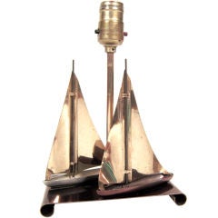 1940s Chromed Metal Sailboat Lamp