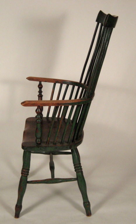 English Green Painted Comb Back Windsor Chair