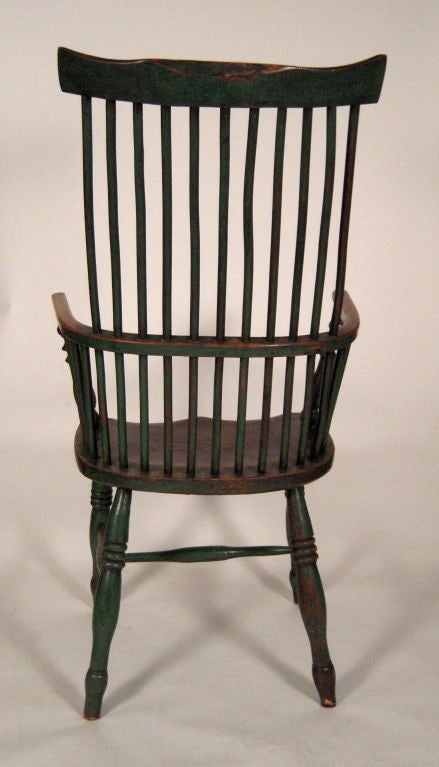 19th Century Green Painted Comb Back Windsor Chair