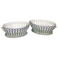 Pair of 18th C French Niederviller Porcelain Chestnut  Baskets