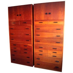 A Pair of 1930s Modular Cherry Custom Made Cabinets