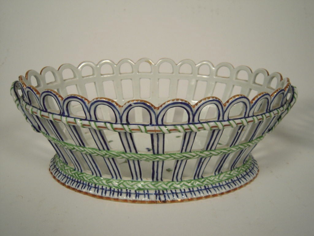 Pair of 18th C French Niederviller Porcelain Chestnut  Baskets