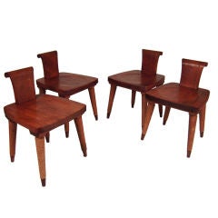 Unusual Set of 4 Swedish 1930s Oak and Jute Chairs