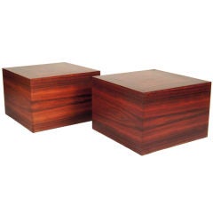Pair of Rosewood Veneered Cube Tables, 23 1/2" square