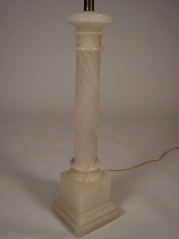 A Large Neoclassical Alabaster Corinthian Column Lamp 1