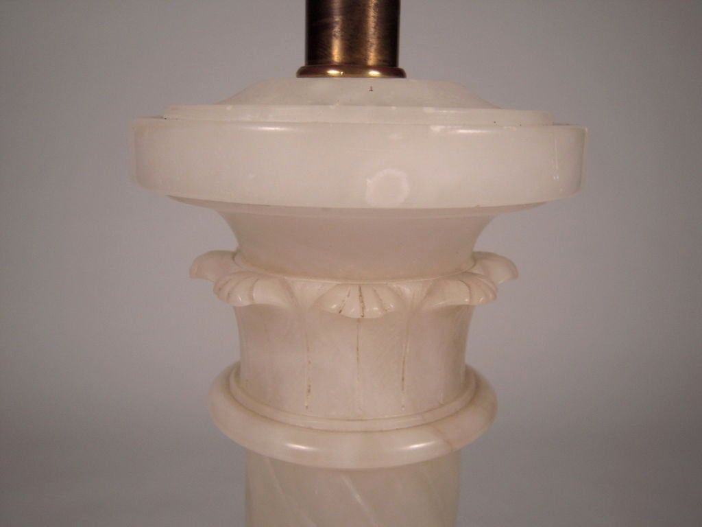 A Large Neoclassical Alabaster Corinthian Column Lamp 2