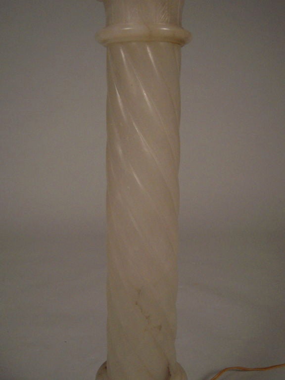 A Large Neoclassical Alabaster Corinthian Column Lamp 3