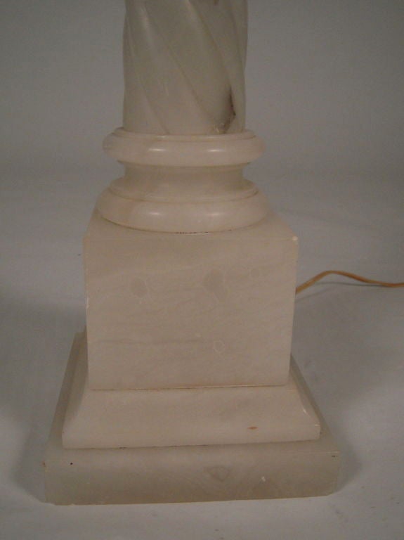 A Large Neoclassical Alabaster Corinthian Column Lamp 4