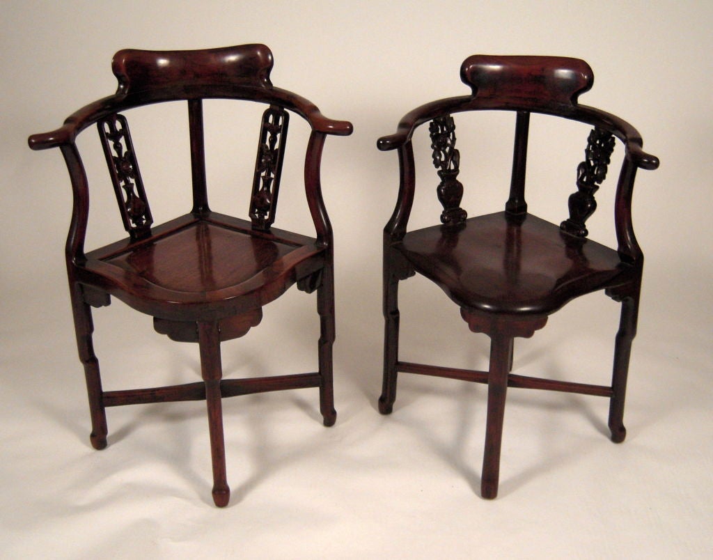 19th Century Set of 8 19th C Chinese Rosewood or Hong Mu Wood Dining Chairs