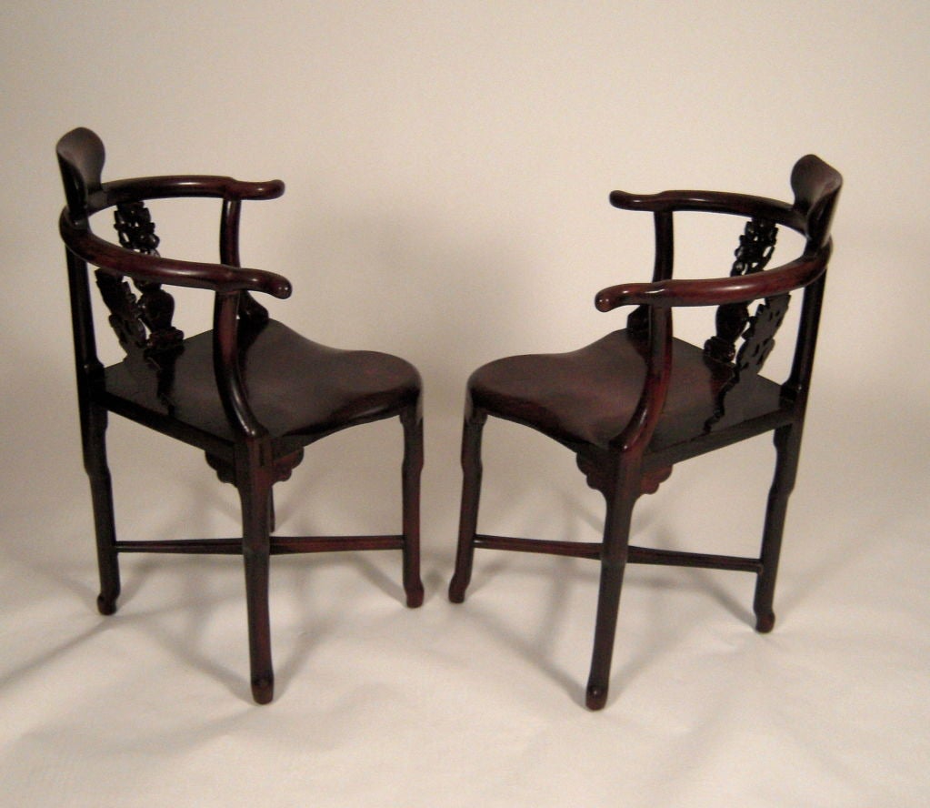Set of 8 19th C Chinese Rosewood or Hong Mu Wood Dining Chairs 1