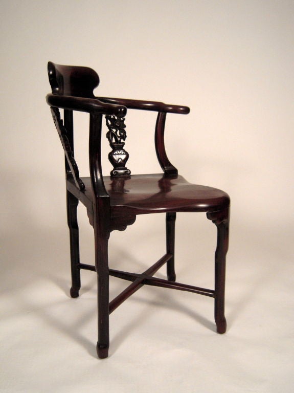 Set of 8 19th C Chinese Rosewood or Hong Mu Wood Dining Chairs 2