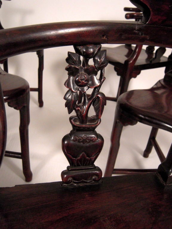 Set of 8 19th C Chinese Rosewood or Hong Mu Wood Dining Chairs 3