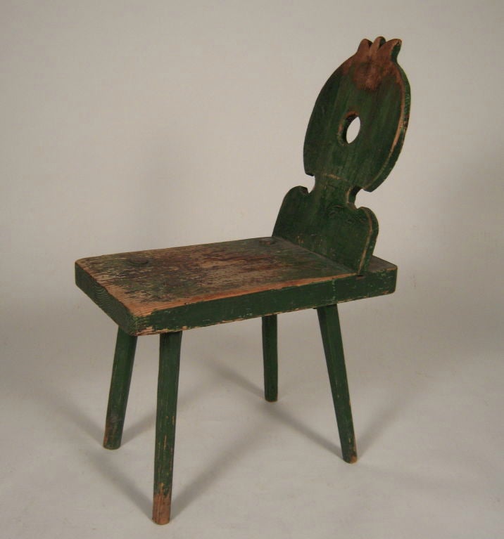Carved Diminutive 19th Century Country Chair or Side Table