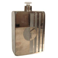 French Art Art Deco Jean Luce Silvered and  Glass Flask