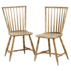 Pair of Federal Period Painted 'Bamboo' Rod Back Windsor Chairs