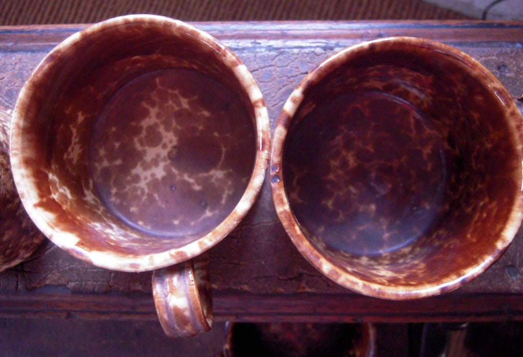 Collection of Six 19th C Rockingham Glazed Pottery Mugs 6