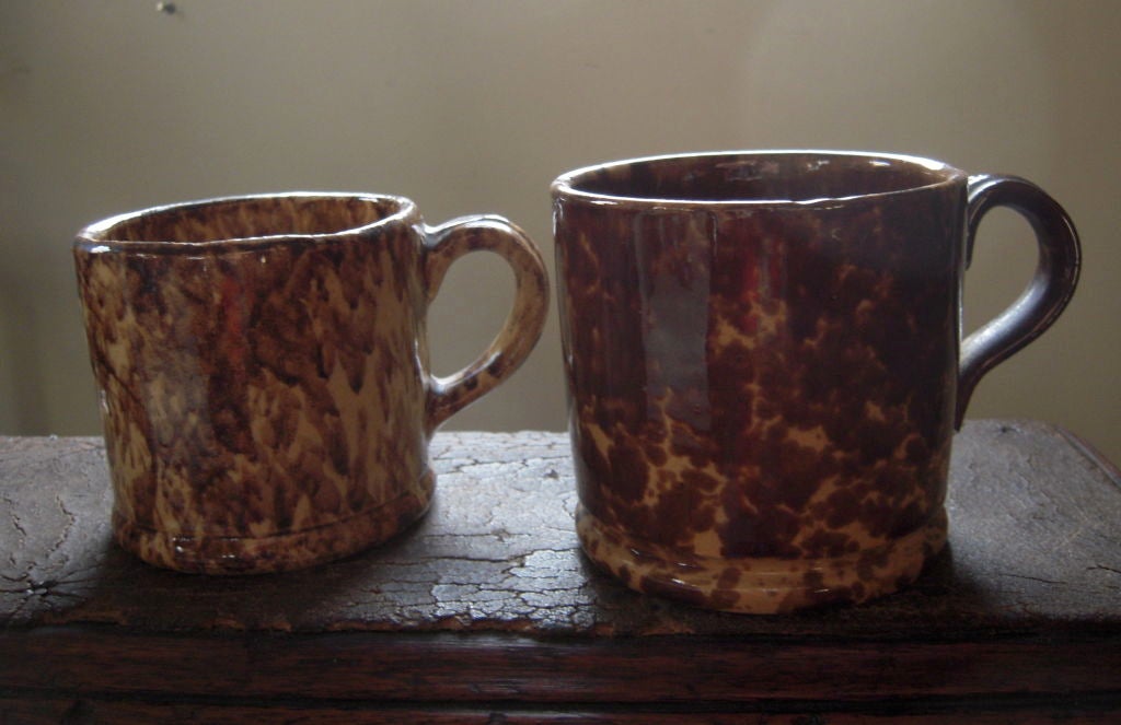 Collection of Six 19th C Rockingham Glazed Pottery Mugs 2