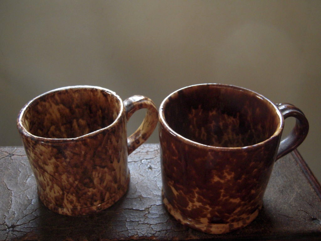 Collection of Six 19th C Rockingham Glazed Pottery Mugs 3