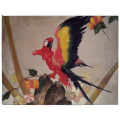 Large Decorative Scarlet Macaw Parrot Painting by Stark Davis