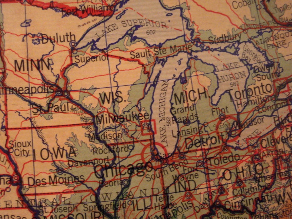 Vintage North America Schoolroom  Map Mounted on Board 1