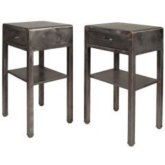 Pair of 1940s Steel End Tables or Night Stands