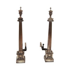 Pair of Silver Plated Neoclassical Andirons