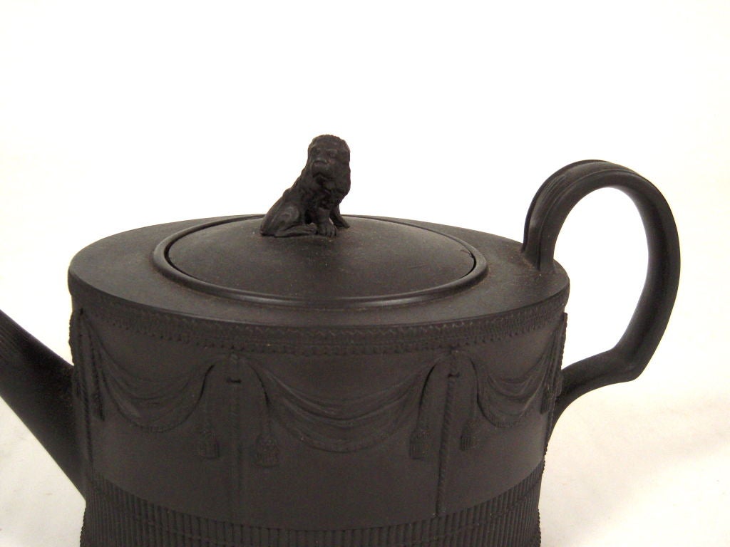 Molded 18th Century English Neoclassical Black Basalt Teapot