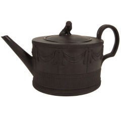 Antique 18th Century English Neoclassical Black Basalt Teapot