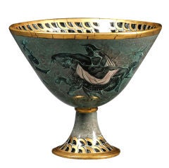 A Fine Art Deco Footed Ceramic Bowl by A. Mourier