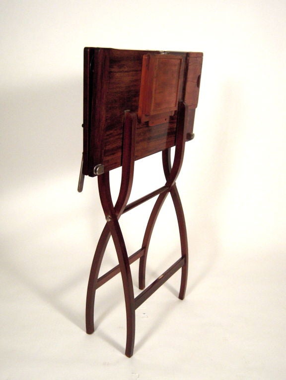 Leather Top Mahogany Folding Card or Game Table, possibly Hermes