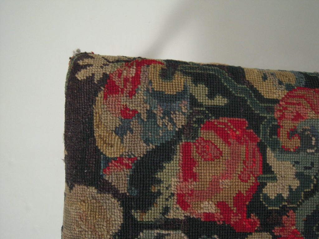Jacobean Style Foot Stool or Bench with Needlepoint Upholstery 2