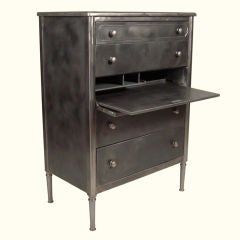 Vintage Steel Chest of Drawers with Built In Fall Front Desk