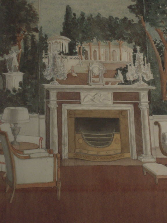 Watercolor Rendering of a Neoclassical Interior 1