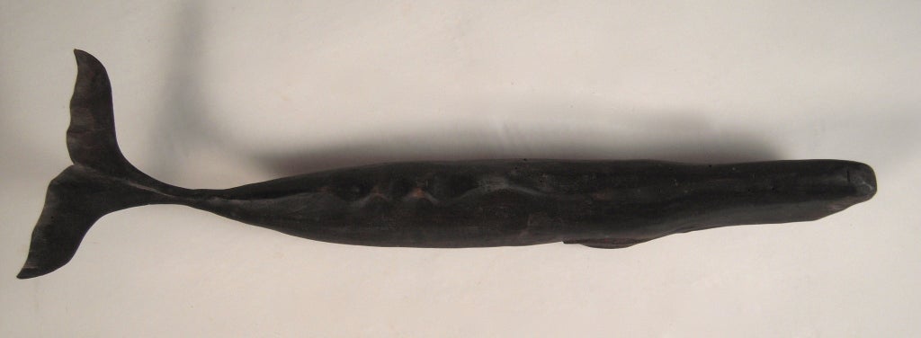Mid-20th Century Folk Art Carved and Painted Wood Whale, 27