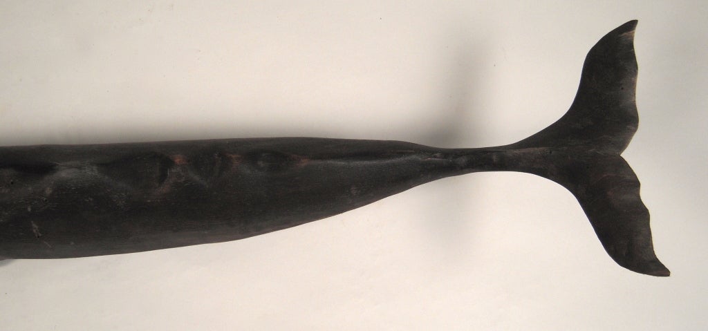Pine Folk Art Carved and Painted Wood Whale, 27