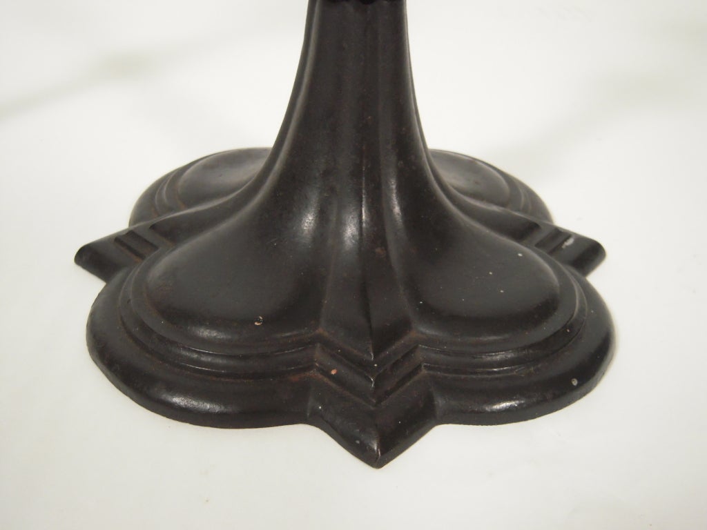 American Pair of 19th Century Iron Gothic Revival Candlesticks