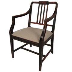 Antique Neoclassical Style Arm Chair in Old, Distressed Painted Surface