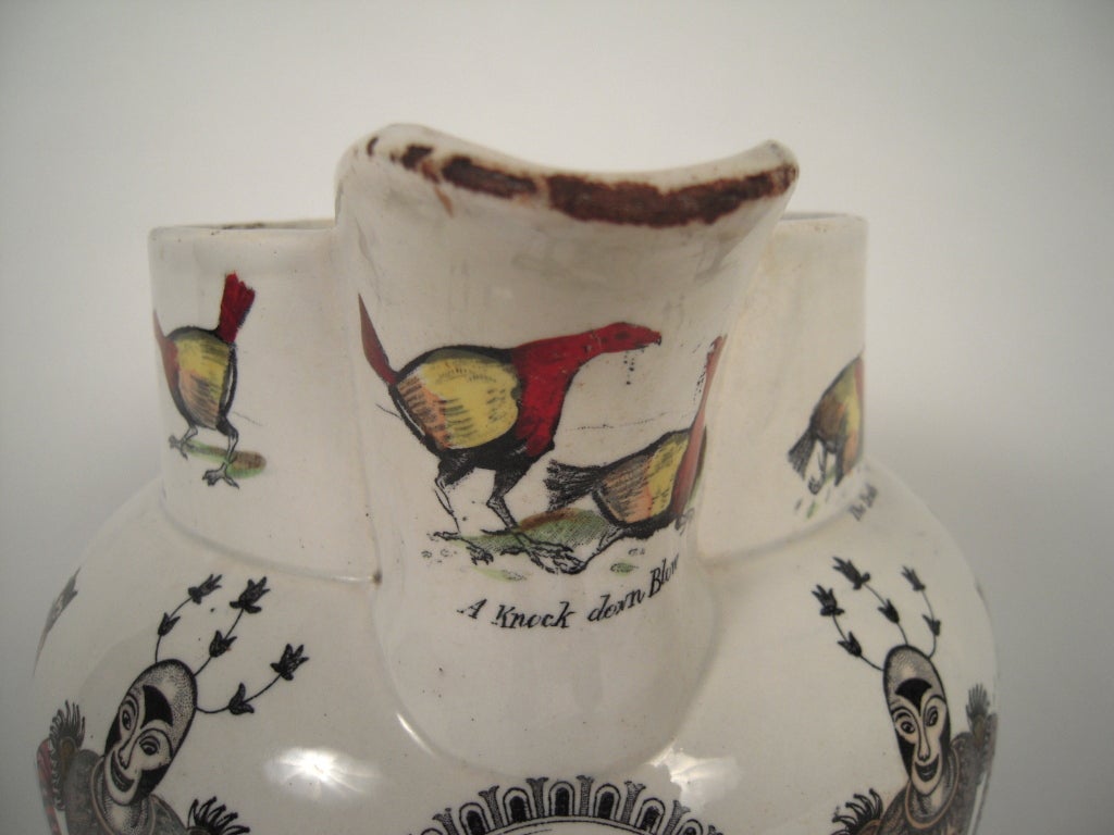 Hand-Painted Unusual Large Staffordshire Animal Decorated Pitcher, c. 1860