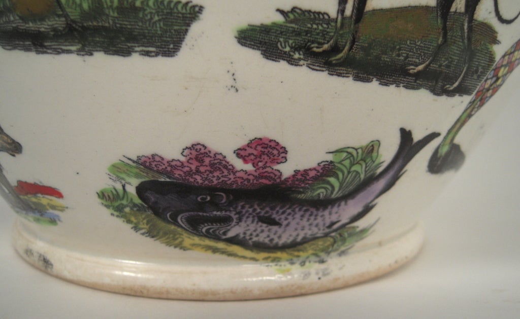 19th Century Unusual Large Staffordshire Animal Decorated Pitcher, c. 1860